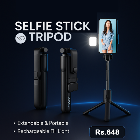 Extendable Flash 3-in-1 Selfie Stick Tripod with Bluetooth Remote